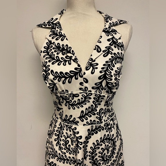 Laundry by Shelli Segal Black and White Patterned Halter Midi Dress Size 8 - Picture 4 of 6
